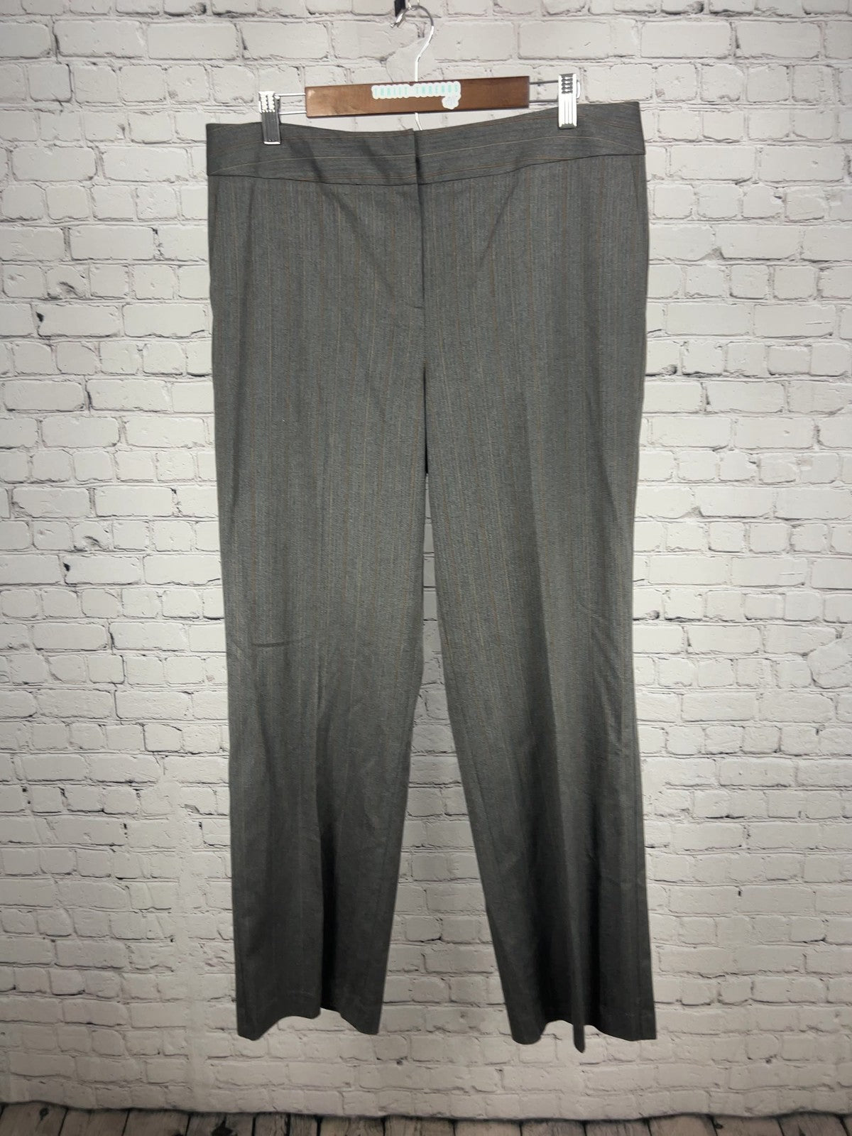 Talbots Gray Pinstripe Herringbone Stretch Trouser Pants Women's 14