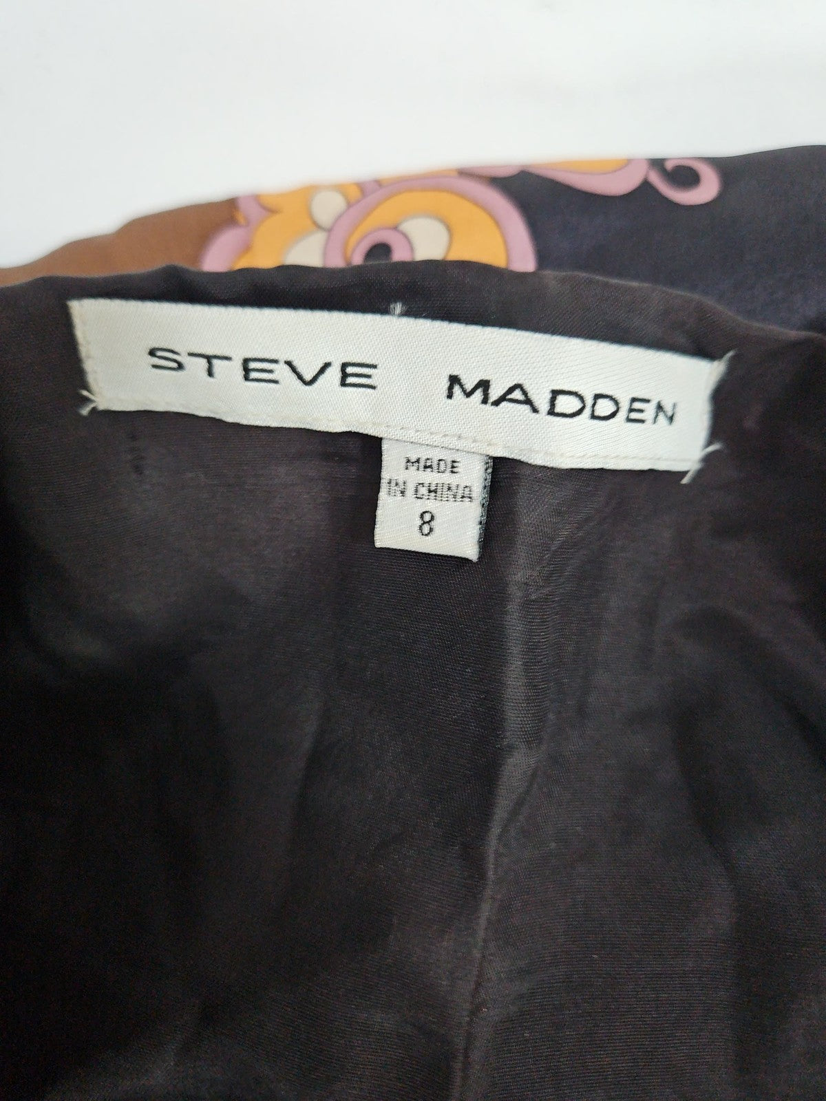 Steve Madden Multicolor Paisley Floral 100% Silk Strapless Bubble Dress 8
