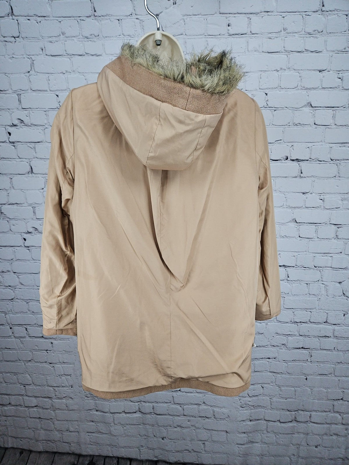 J.Crew Mercantile Camel Wool Blend Faux Fur Hooded Parka Coat Women's 4