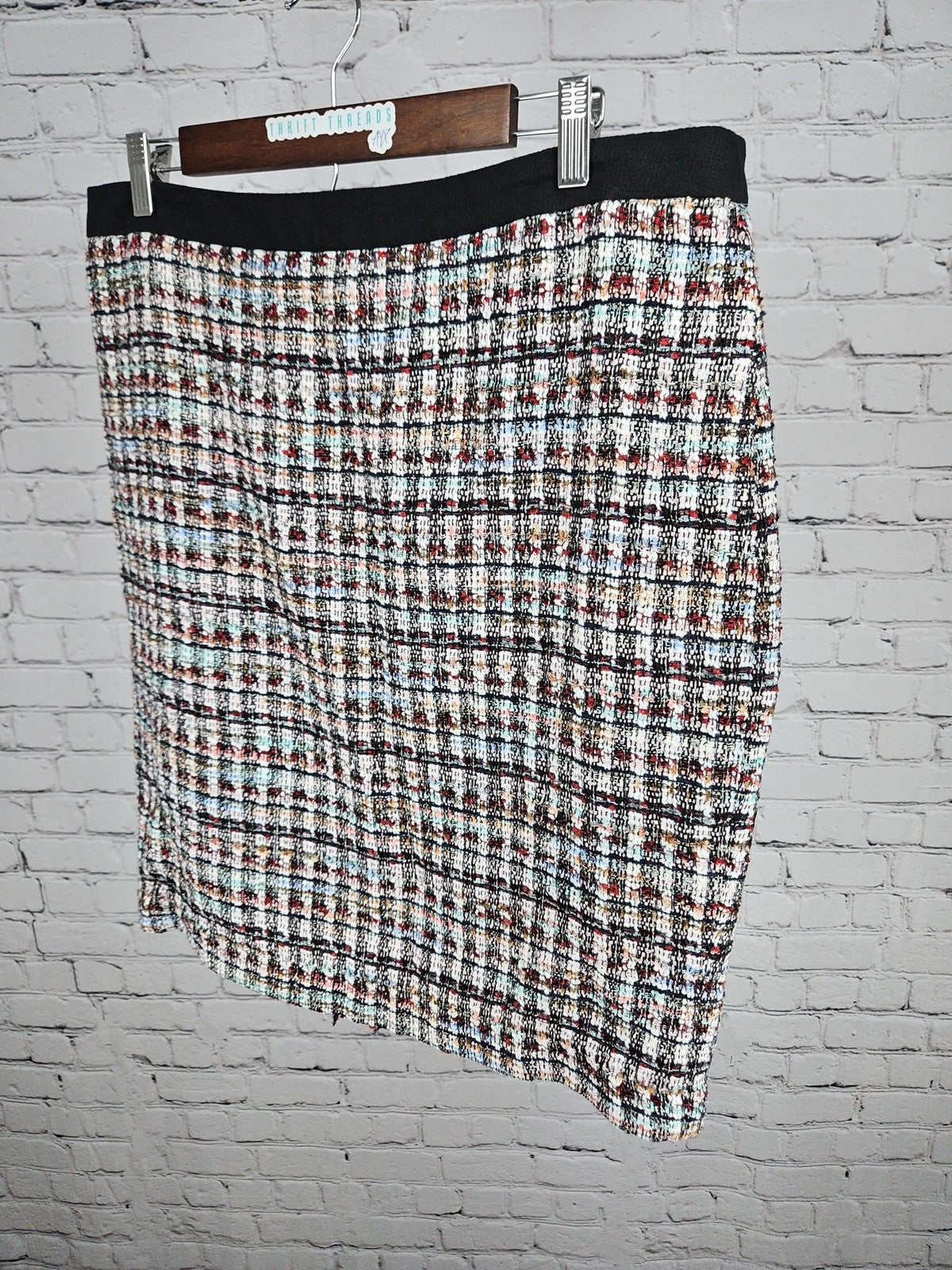 Talbots Petite Multicolor Tweed Boucle Lined Back Zip Pencil Skirt 16P