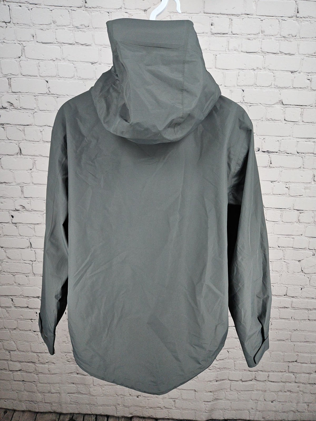 Lands' End Gray Hooded Full Zip Rain Jacket Corporate Logo Men's M