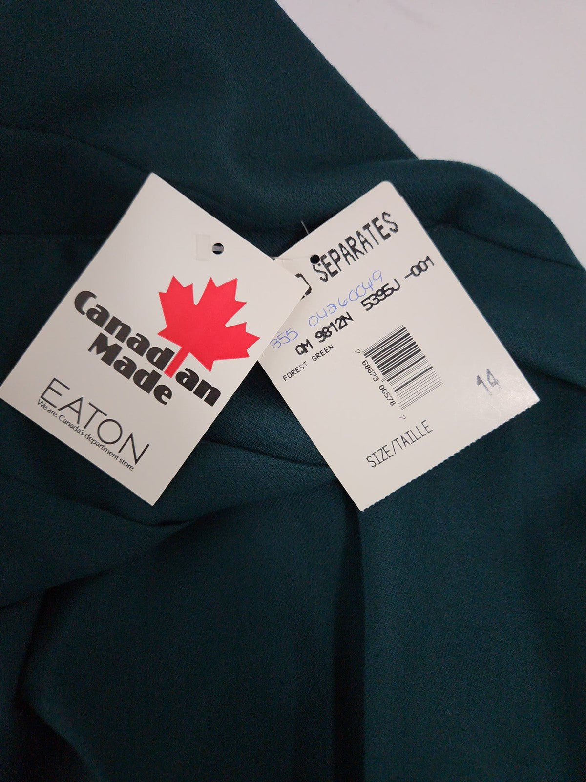 NWT VTG Mister Leonard Forest Green Pure Wool Pleated Trouser Pants 14 (29X30)