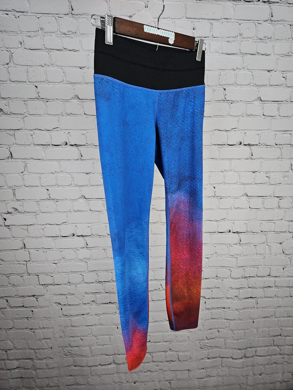 Athleta Blue Red Ombre Zip Pocket Running Leggings Women's XS