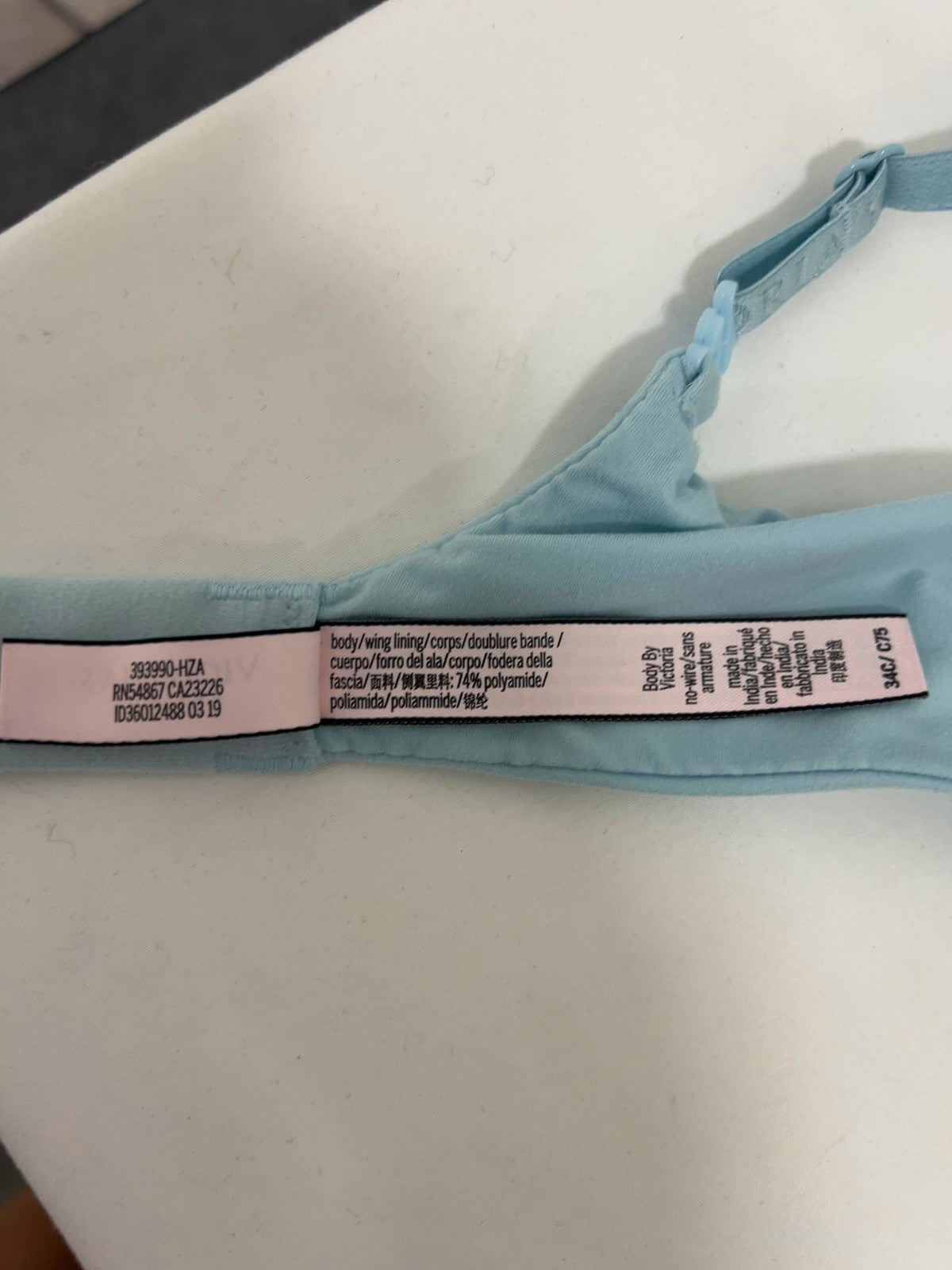 Victoria's Secret Body By Victoria Light Blue Wireless Plunge Padded Bra 34C