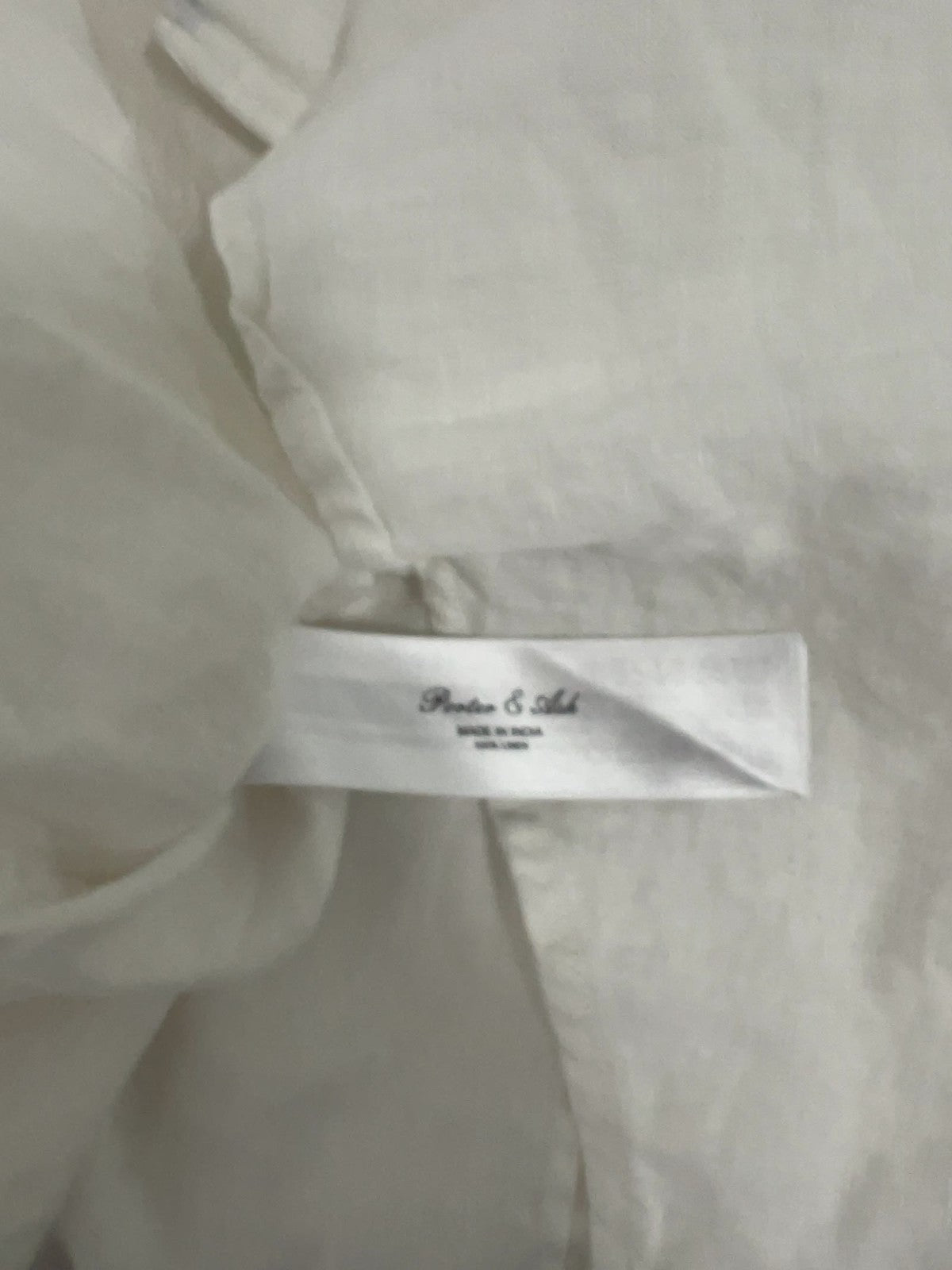 Porter & Ash White 100% Linen Long Sleeve Button Up Shirt Men's L