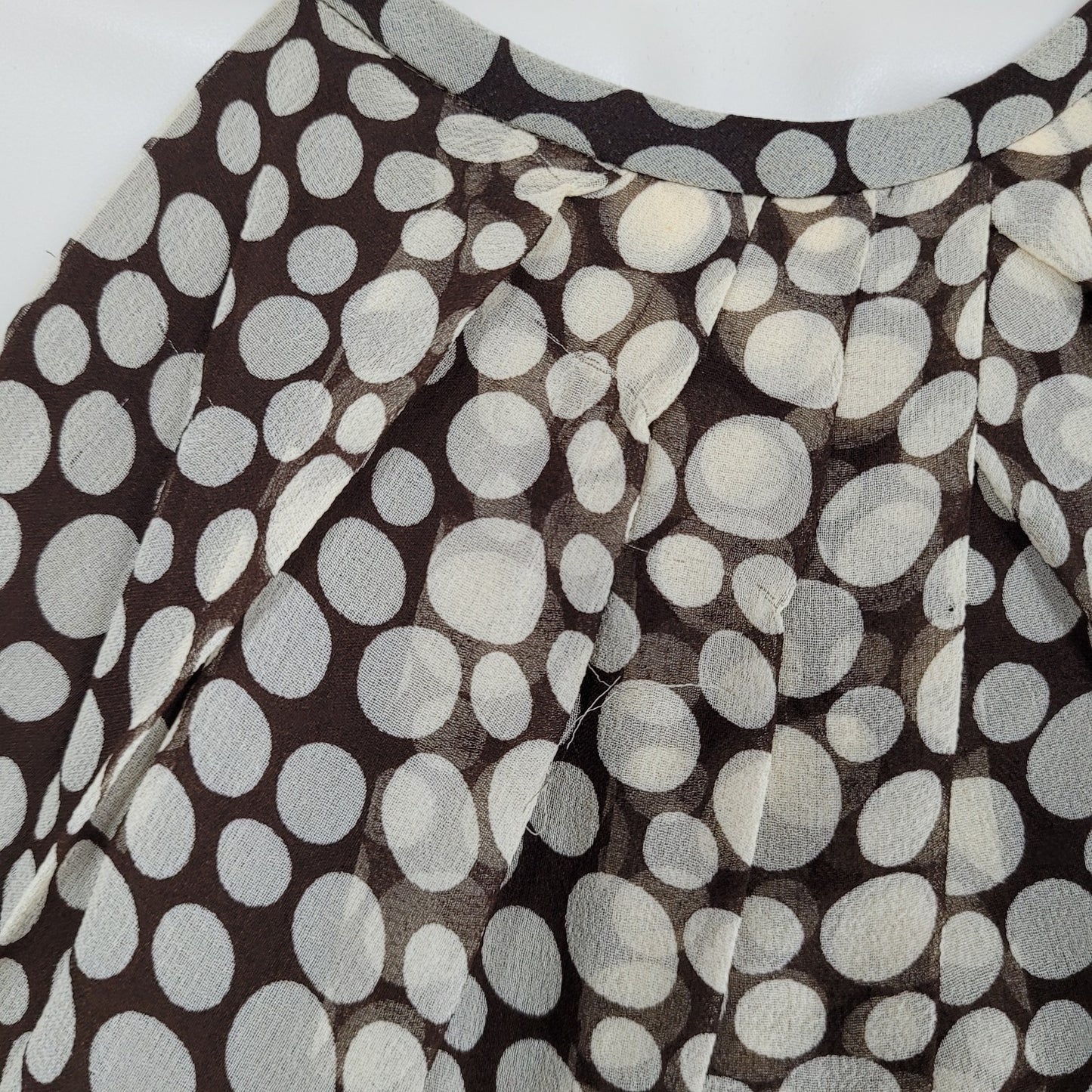 Maggy London Brown 100% Silk Chiffon Halter Neck Pleated Lined Dress Size 6