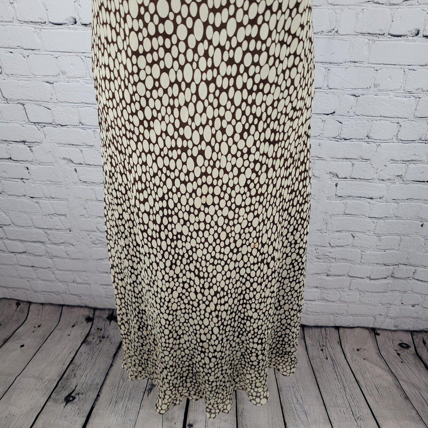 Maggy London Brown 100% Silk Chiffon Halter Neck Pleated Lined Dress Size 6