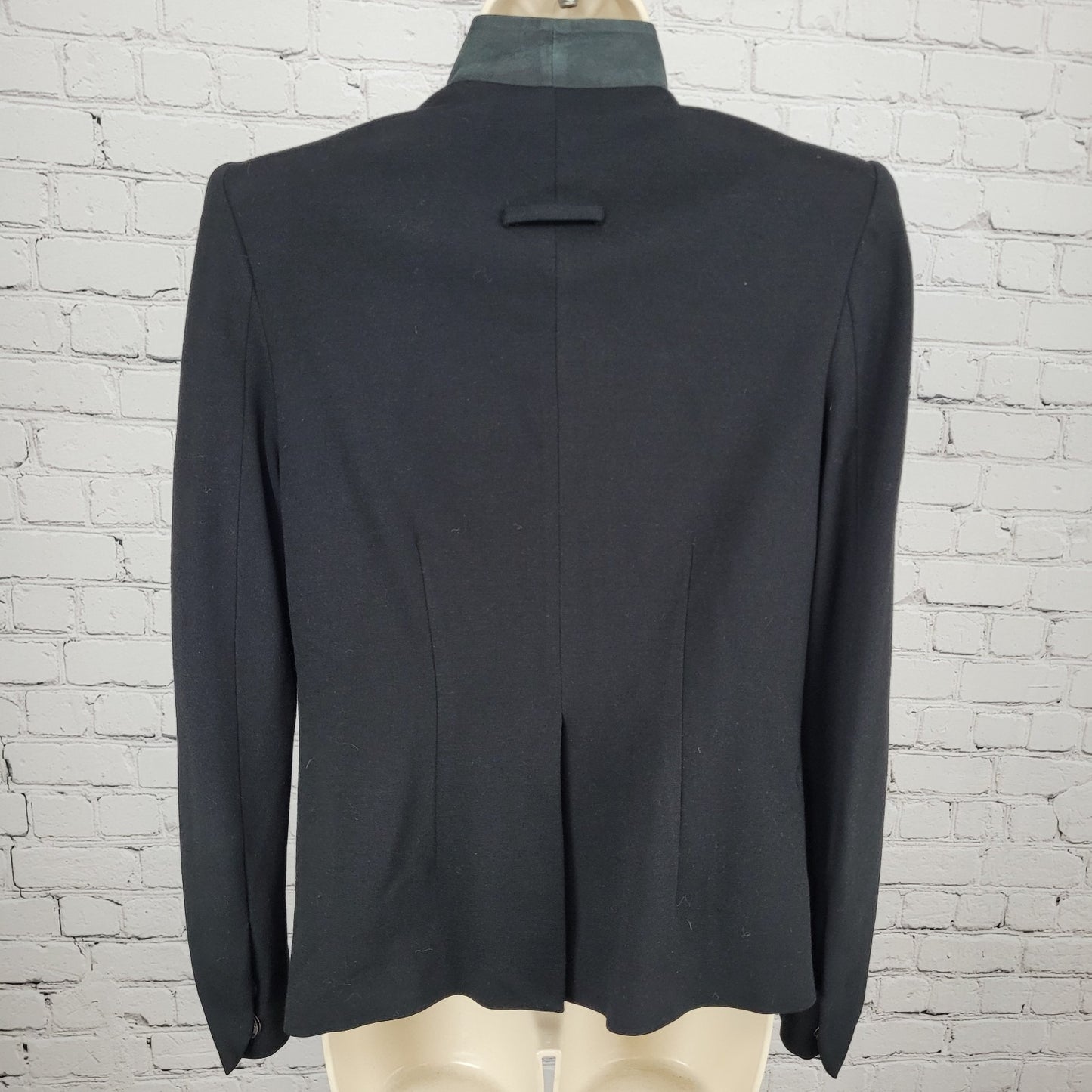 Robert Rodriguez Black Genuine Suede Lapel Trim Open Blazer Jacket Size 4