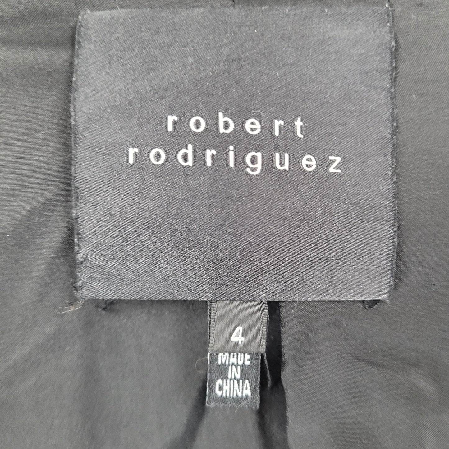 Robert Rodriguez Black Genuine Suede Lapel Trim Open Blazer Jacket Size 4