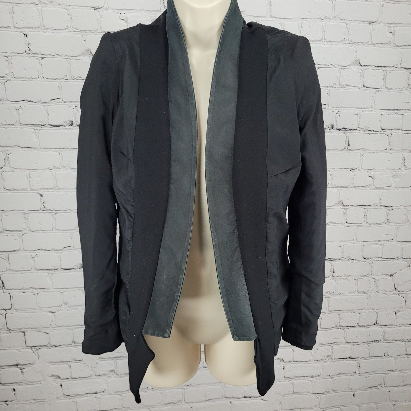 Robert Rodriguez Black Genuine Suede Lapel Trim Open Blazer Jacket Size 4