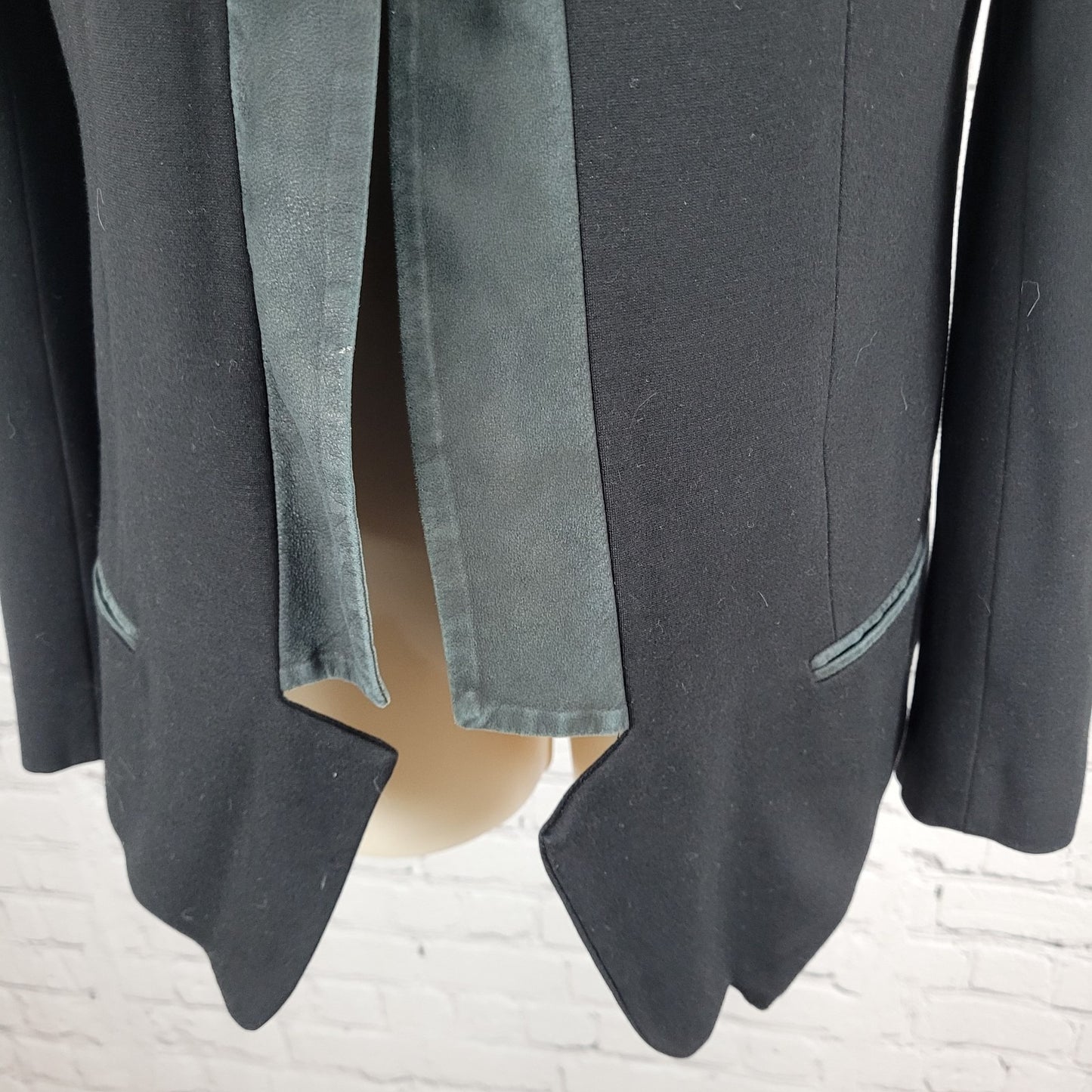 Robert Rodriguez Black Genuine Suede Lapel Trim Open Blazer Jacket Size 4