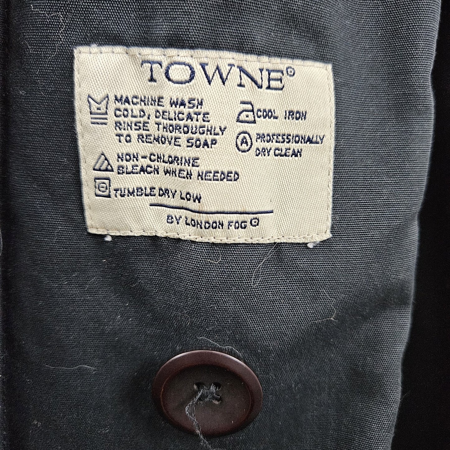 VTG Towne London Fog Black Belt Removable Bodywarmer Buttoned Trench Pea Coat 8R