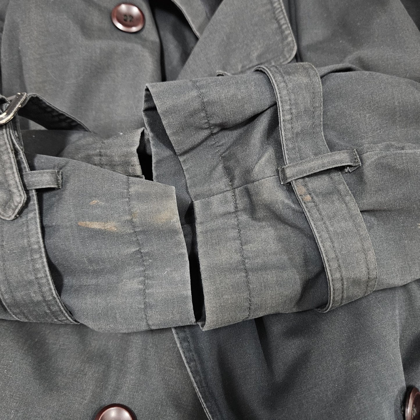 VTG Towne London Fog Black Belt Removable Bodywarmer Buttoned Trench Pea Coat 8R
