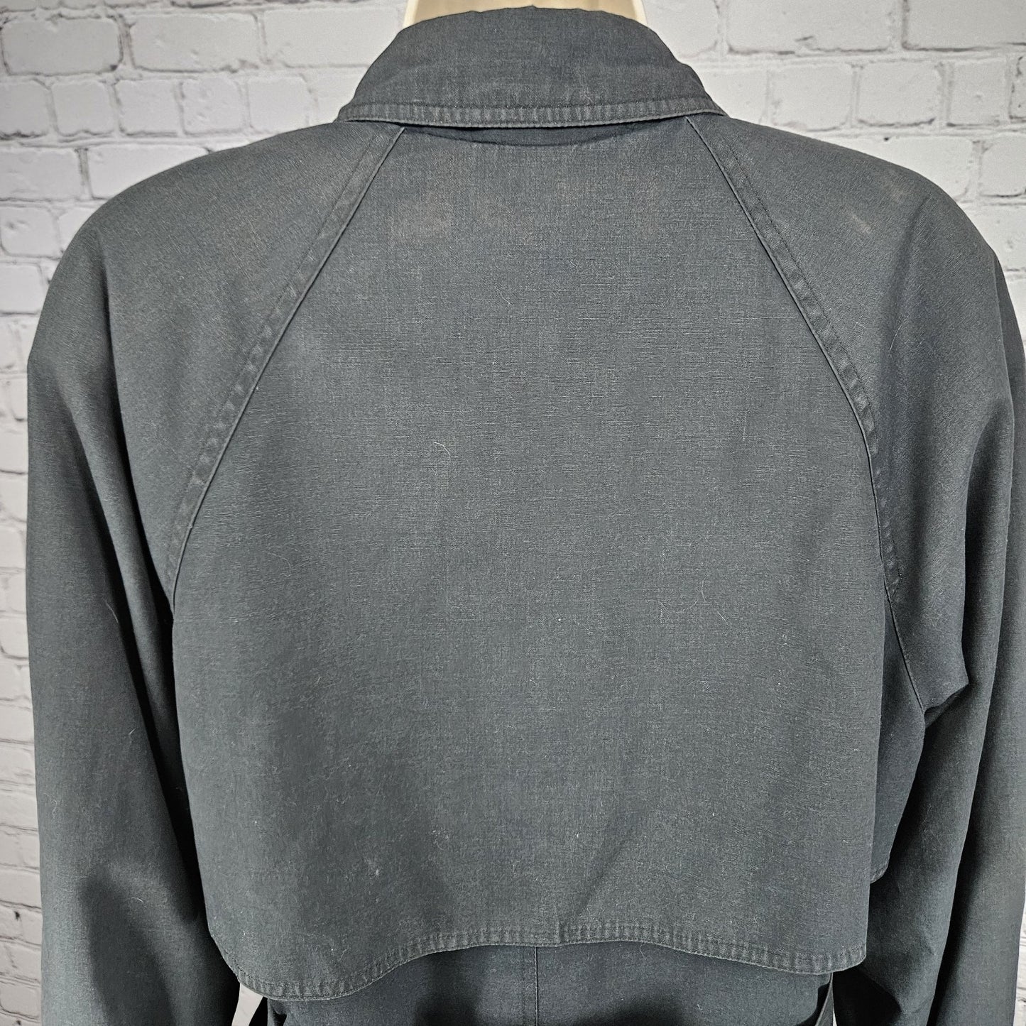 VTG Towne London Fog Black Belt Removable Bodywarmer Buttoned Trench Pea Coat 8R
