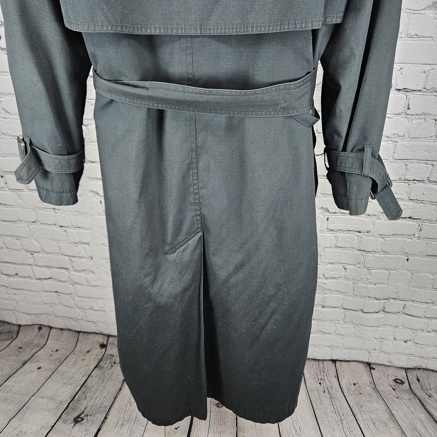 VTG Towne London Fog Black Belt Removable Bodywarmer Buttoned Trench Pea Coat 8R