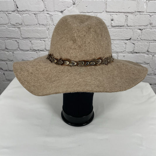 Target Light Brown 100% Wool Feather Band Wide Brim Boho Soft Hat Size Large L