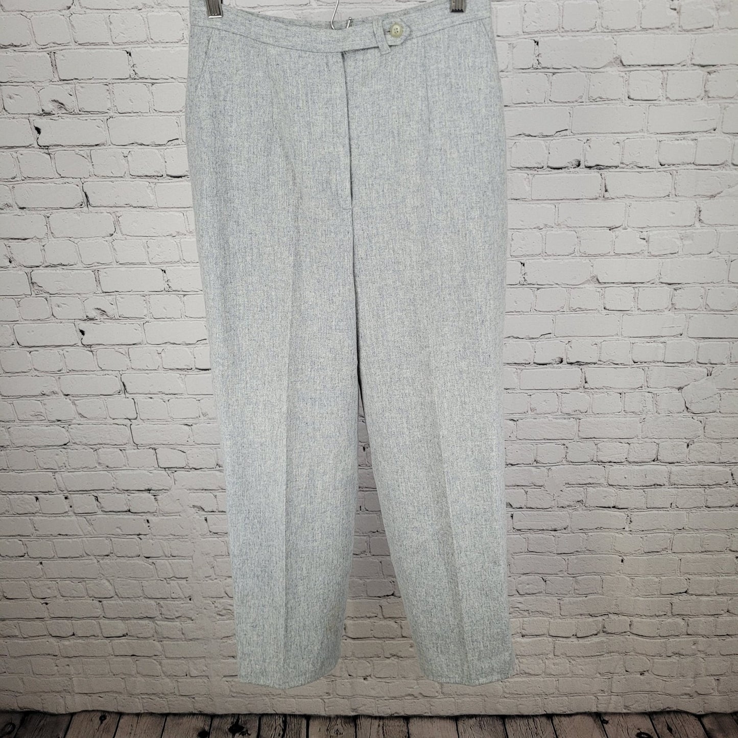 VTG White Stag Grey 100% Wool High Rise Dress Pants USA Made Size 14 (23x28.5)