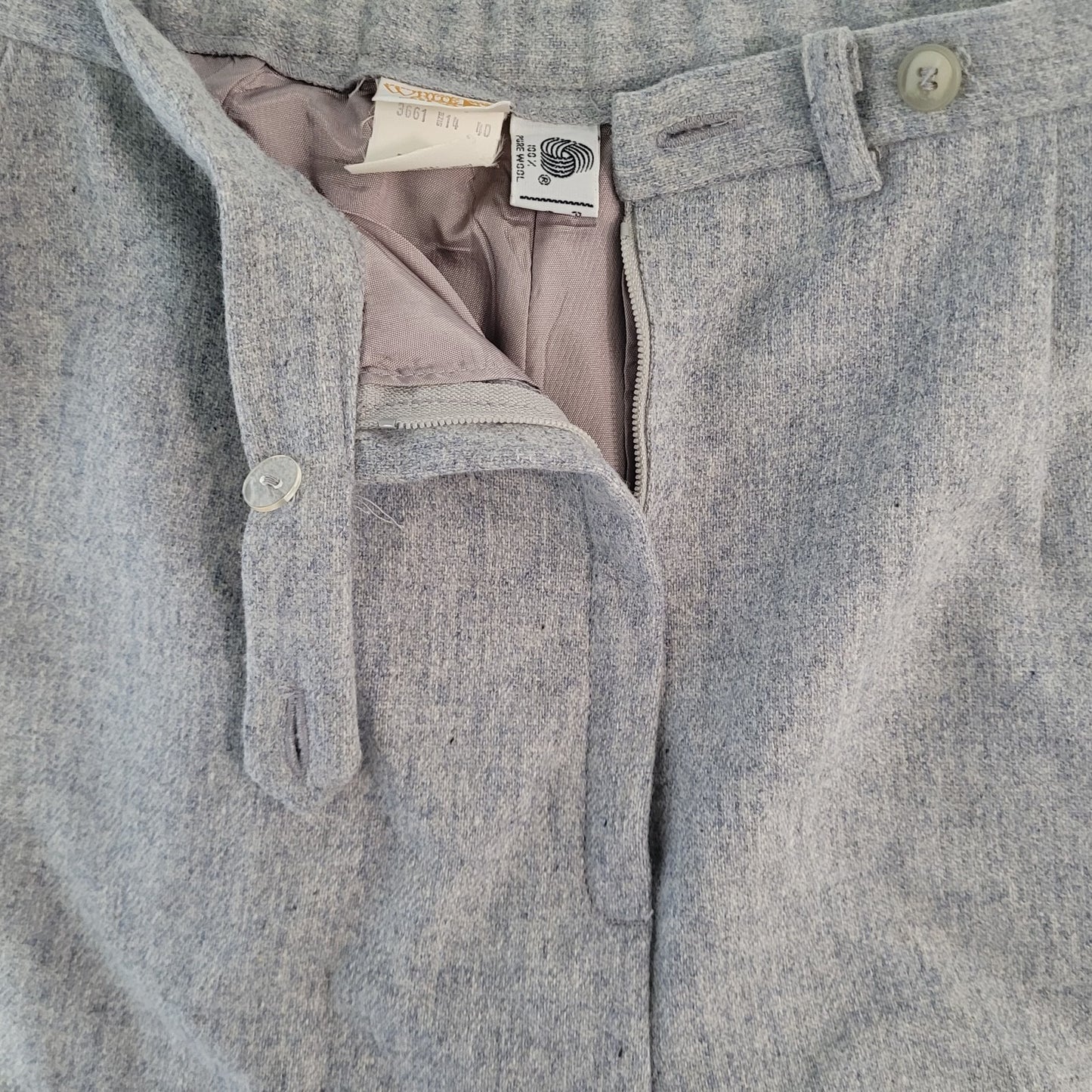 VTG White Stag Grey 100% Wool High Rise Dress Pants USA Made Size 14 (23x28.5)