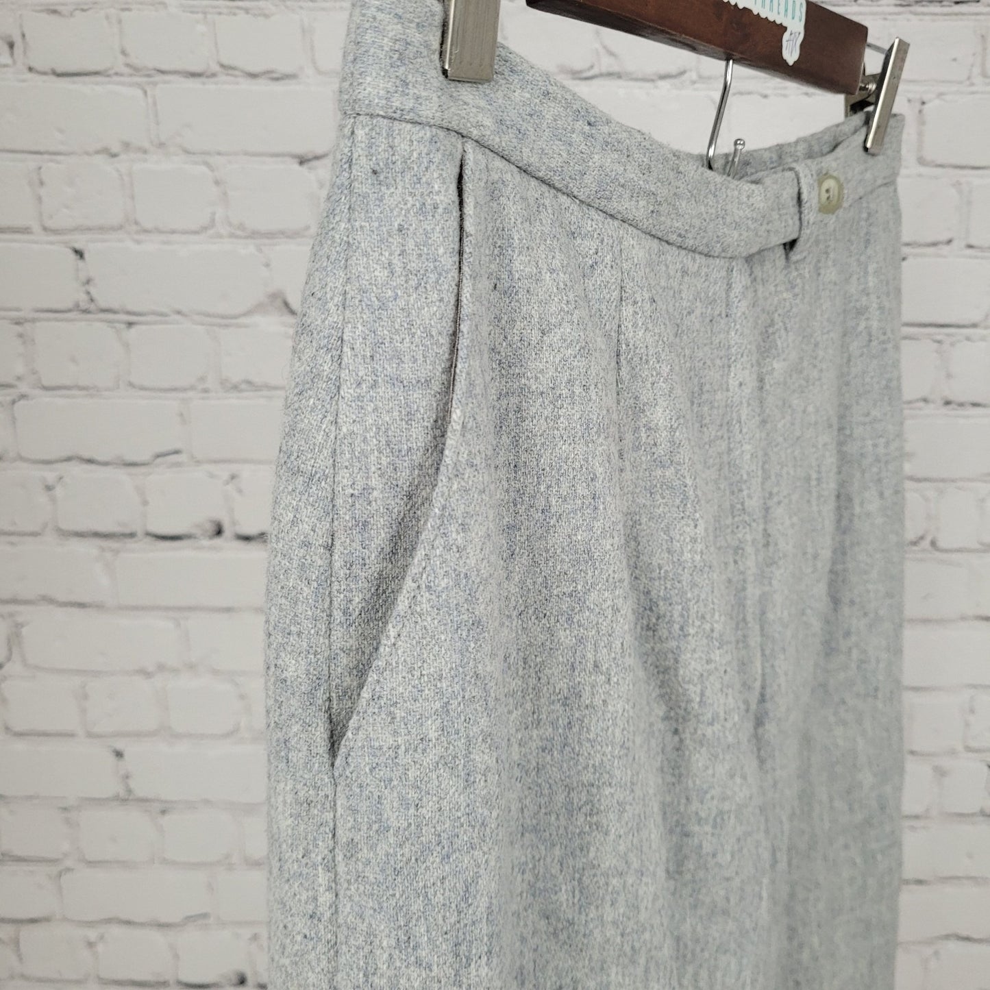 VTG White Stag Grey 100% Wool High Rise Dress Pants USA Made Size 14 (23x28.5)