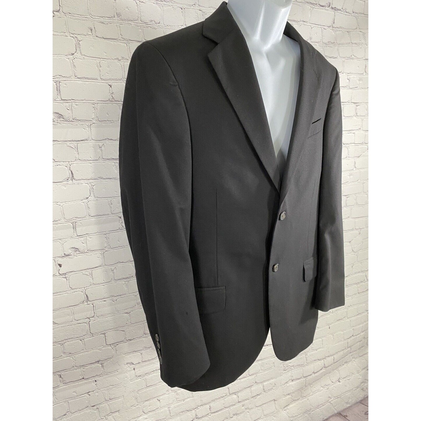 Lands’ End Black 100% Wool Two Button Blazer Jacket Sports Coat Men’s 40R