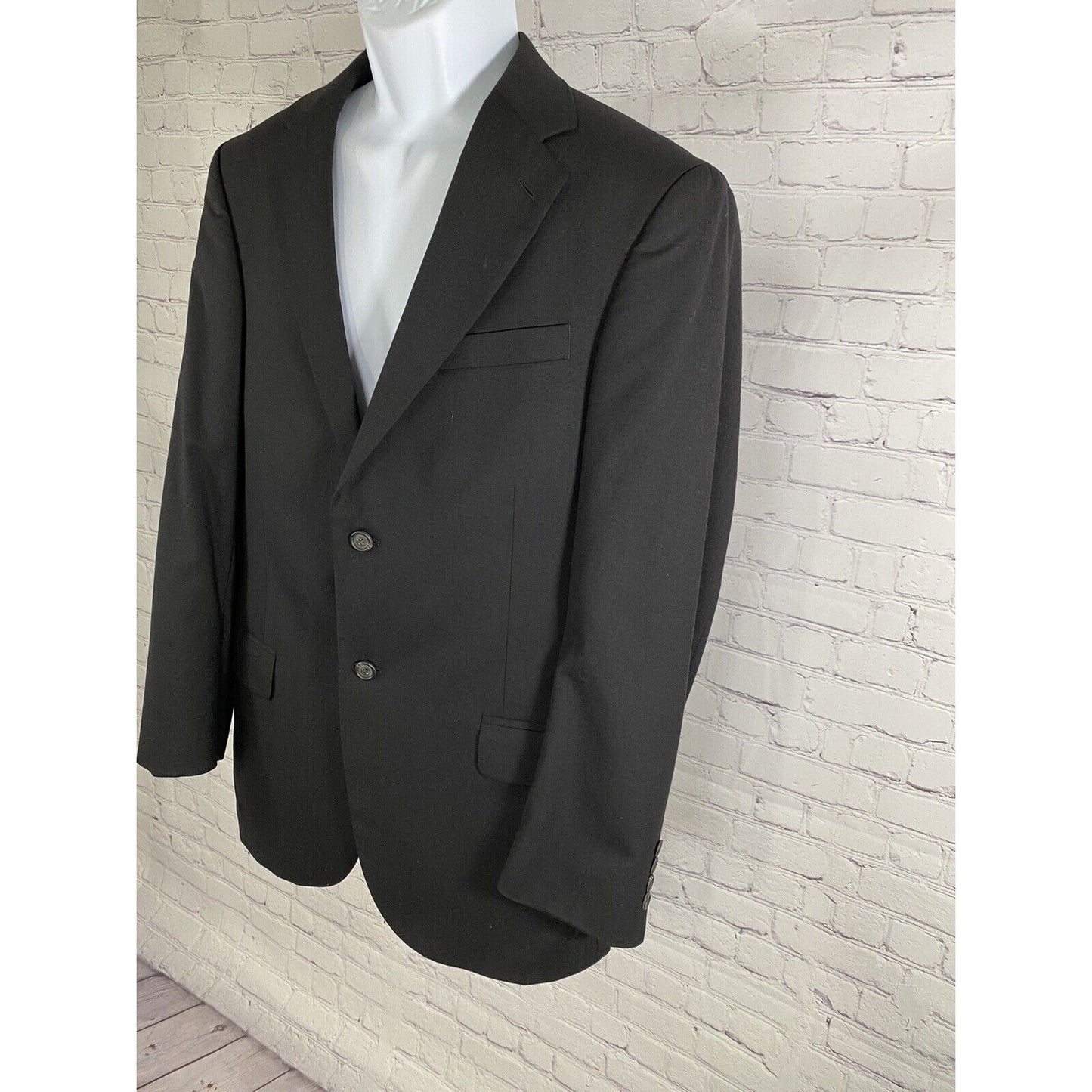 Lands’ End Black 100% Wool Two Button Blazer Jacket Sports Coat Men’s 40R