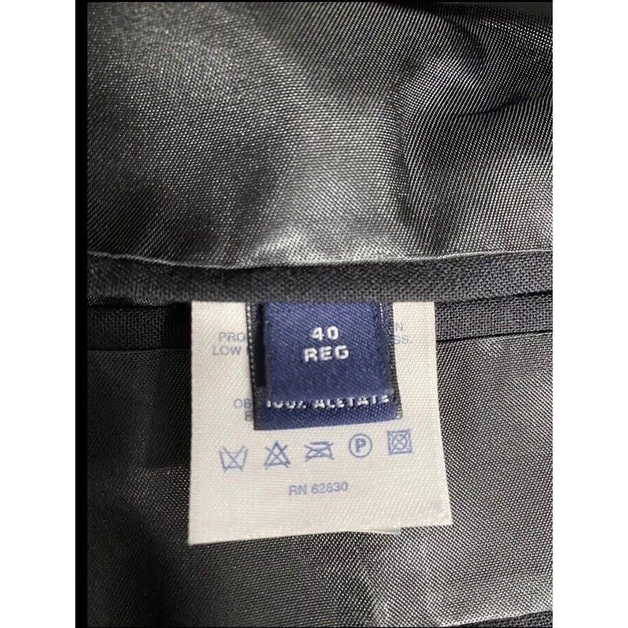 Lands’ End Black 100% Wool Two Button Blazer Jacket Sports Coat Men’s 40R