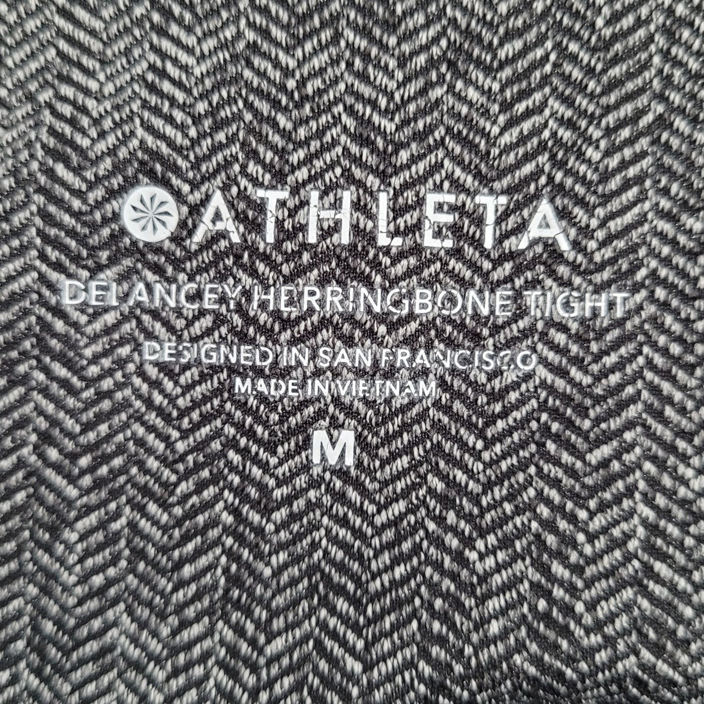 Athleta Delancey Herringbone Tight Grey Yoga Pants Size Medium M (27x26)