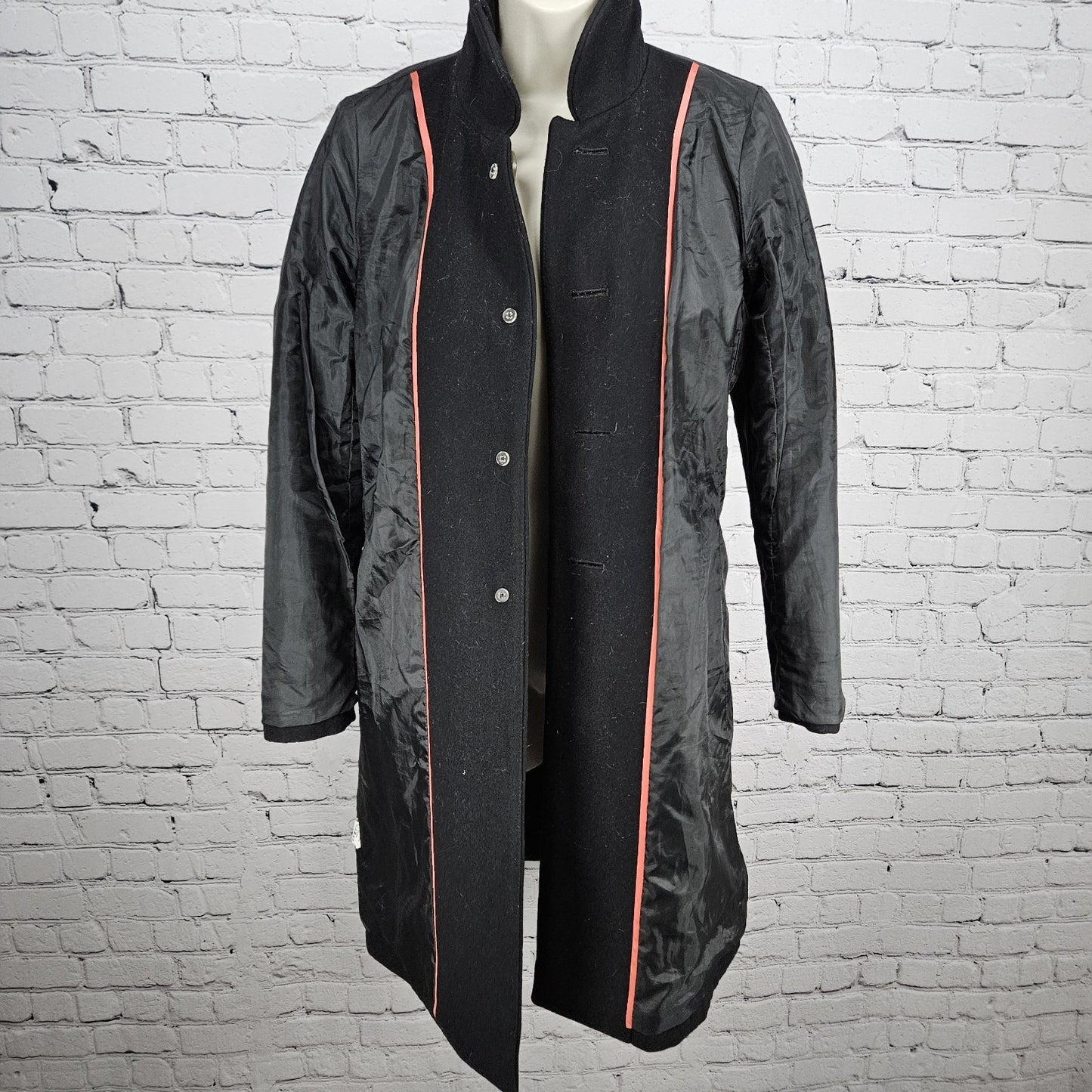 J. Crew Black Wool Blend Buttoned Stand Up Collar Pockets Lined Over Coat 0