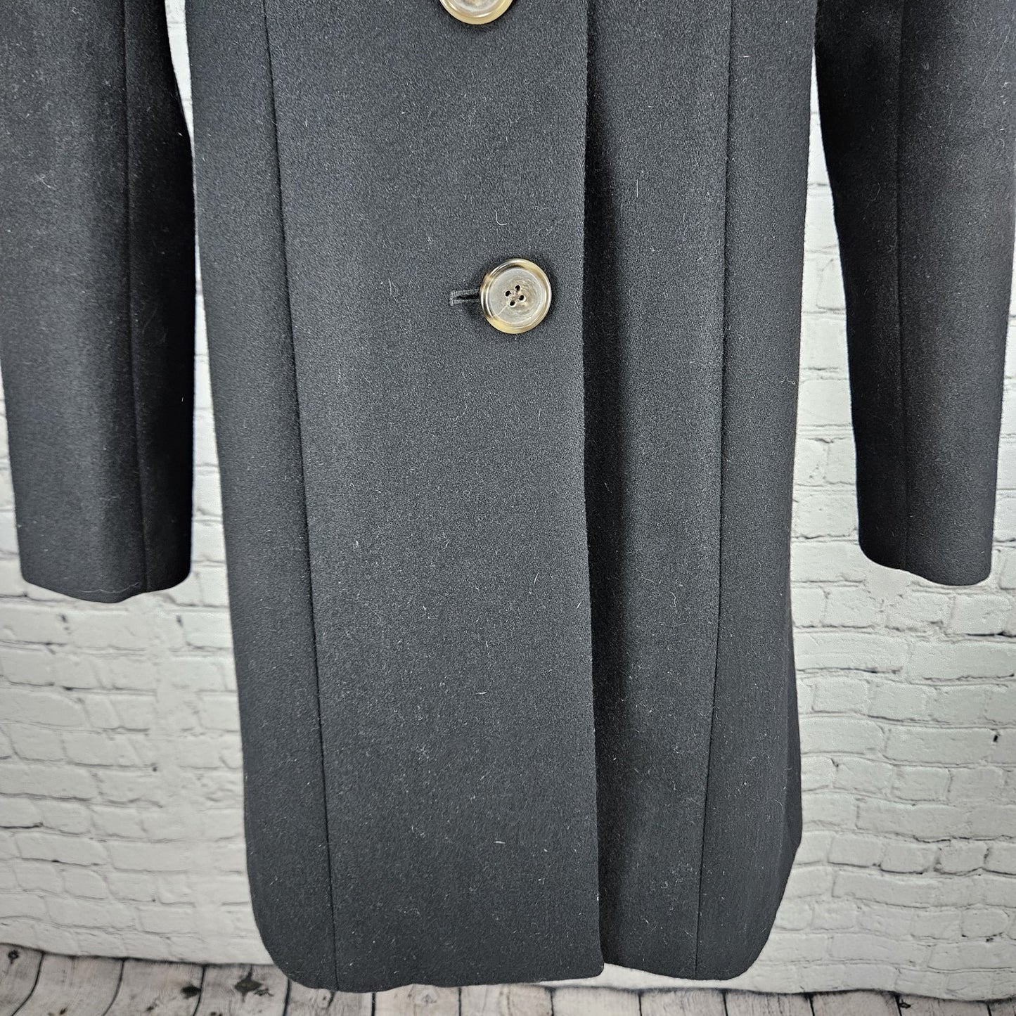 J. Crew Black Wool Blend Buttoned Stand Up Collar Pockets Lined Over Coat 0