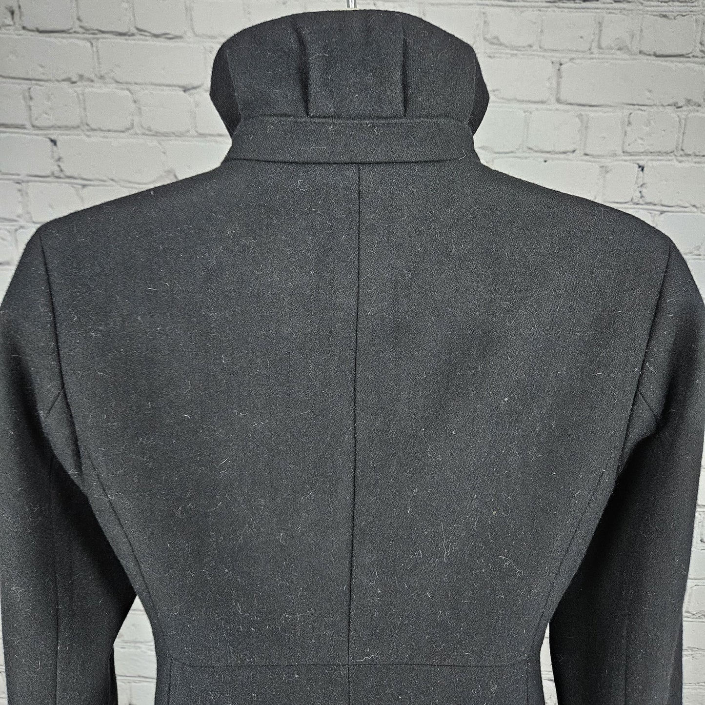 J. Crew Black Wool Blend Buttoned Stand Up Collar Pockets Lined Over Coat 0