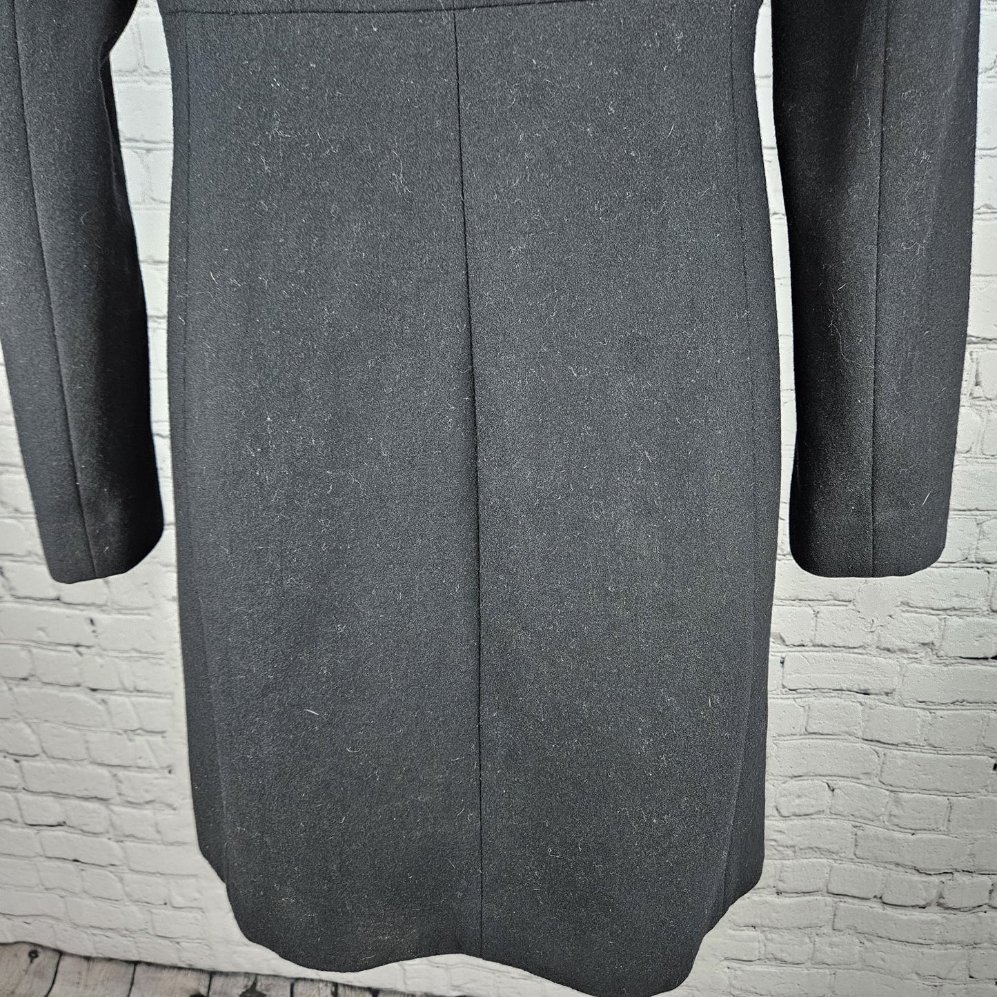 J. Crew Black Wool Blend Buttoned Stand Up Collar Pockets Lined Over Coat 0