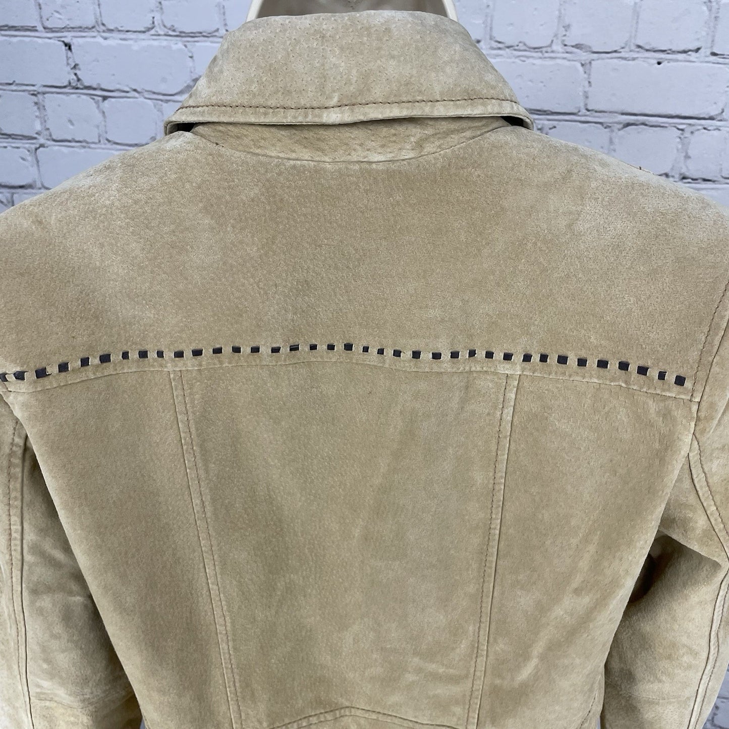 Colebrook Tan Genuine Suede Double Breasted Lined Collared Jacket Size Small S