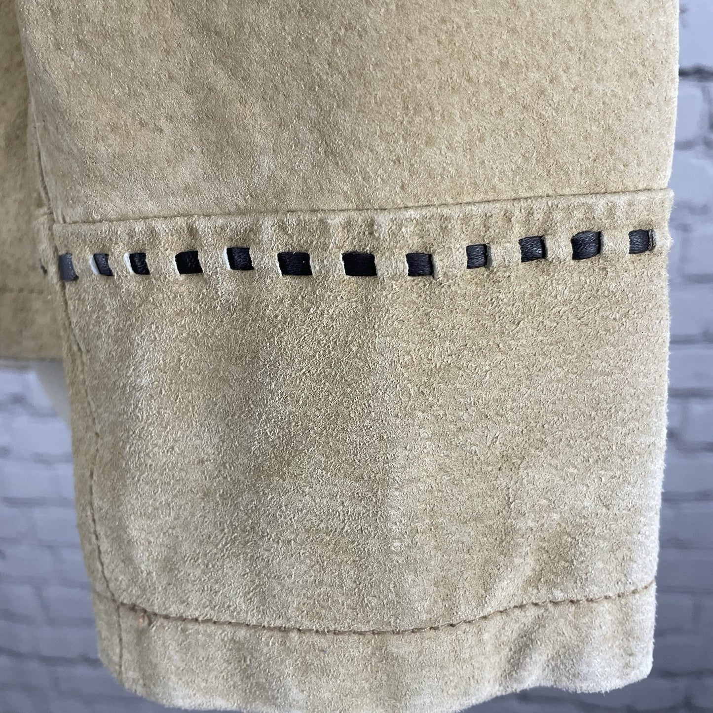 Colebrook Tan Genuine Suede Double Breasted Lined Collared Jacket Size Small S
