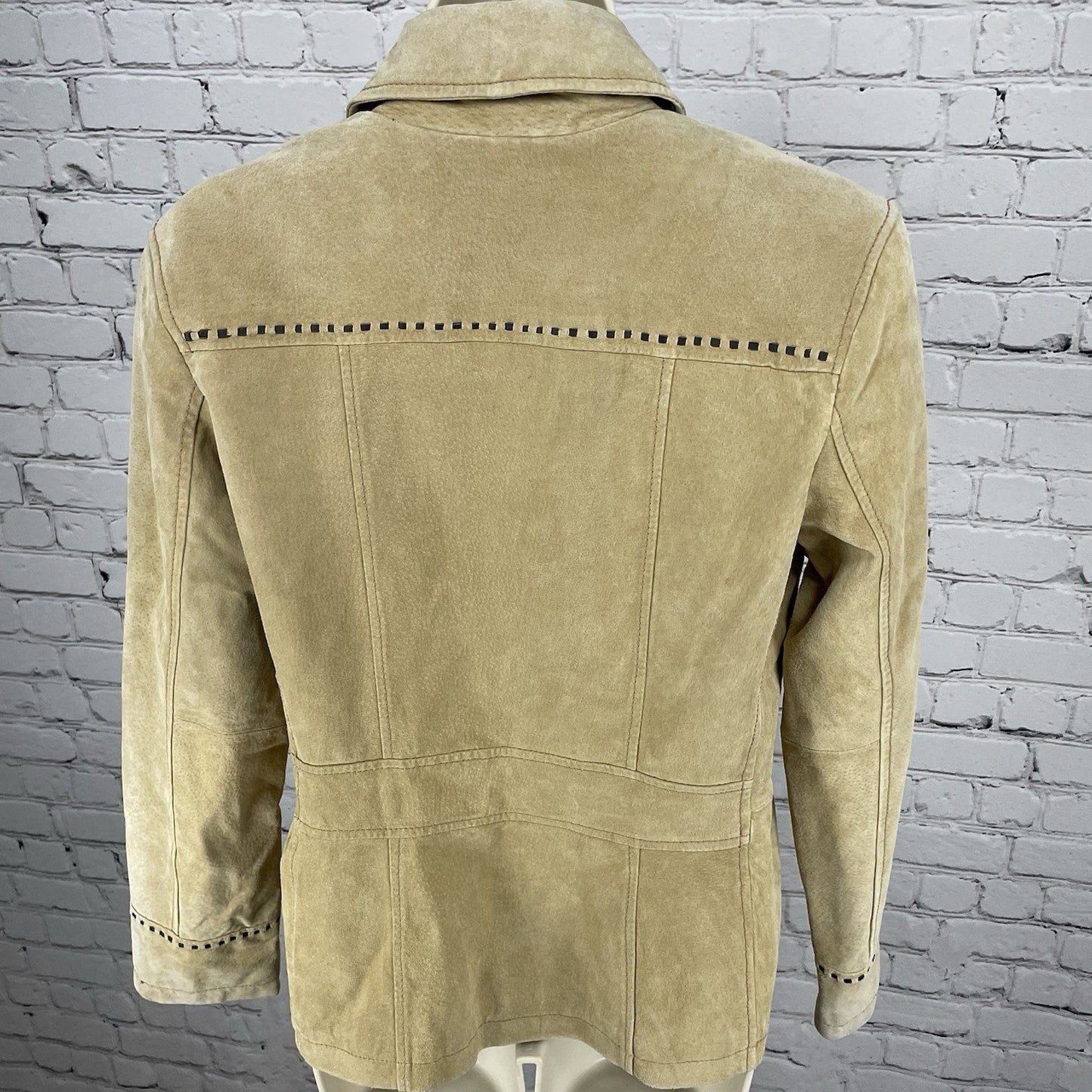 Colebrook Tan Genuine Suede Double Breasted Lined Collared Jacket Size Small S