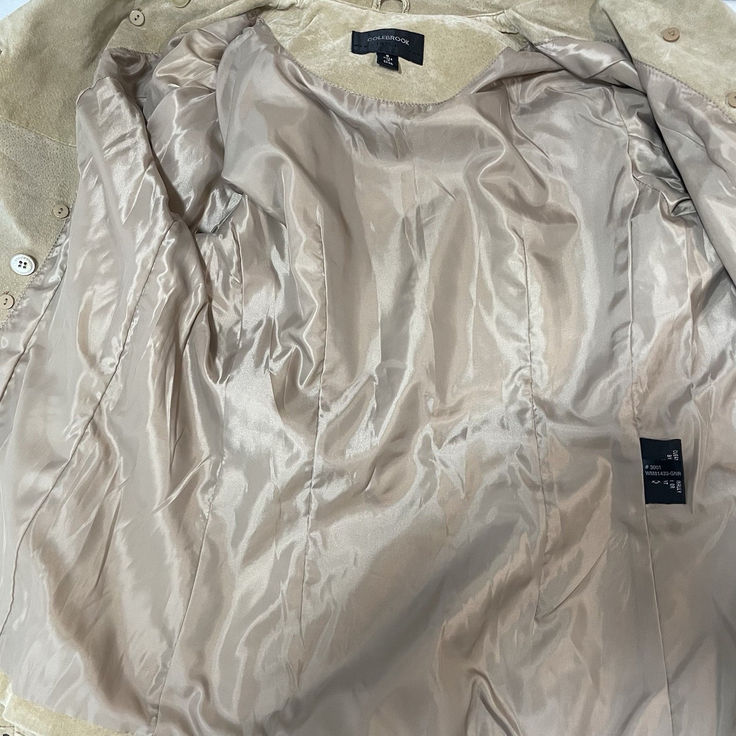 Colebrook Tan Genuine Suede Double Breasted Lined Collared Jacket Size Small S