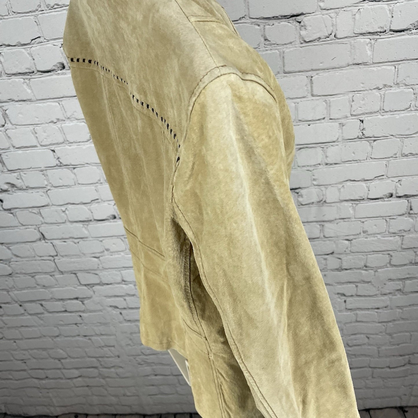 Colebrook Tan Genuine Suede Double Breasted Lined Collared Jacket Size Small S