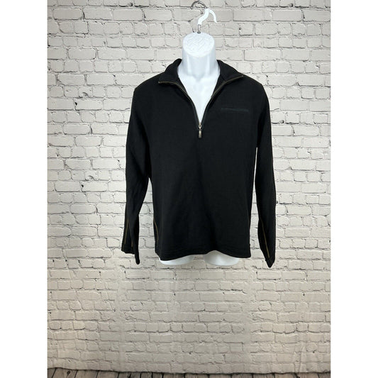 Cooper Jones Permit Black Long Sleeve 1/4 Zip Cotton Blend Knit Sweater S