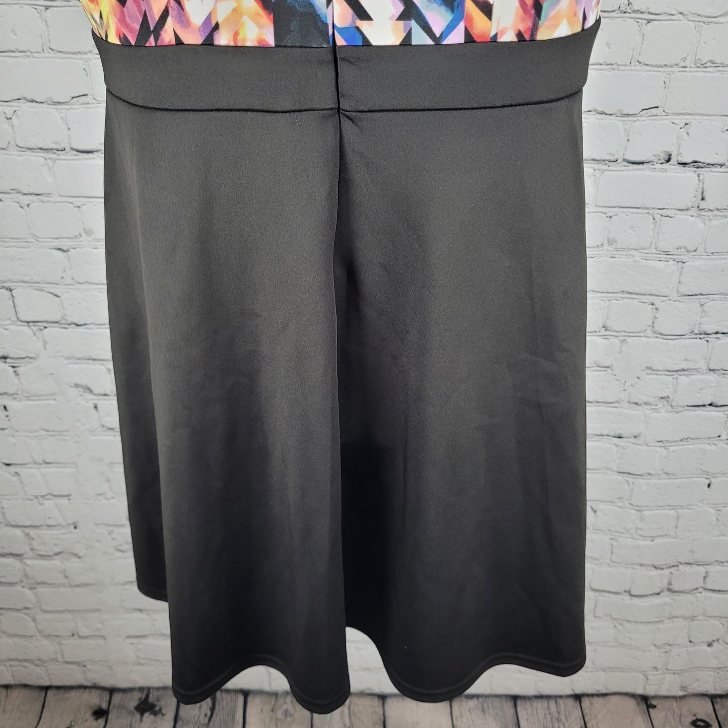 Neiman Marcus Black Multicolor Geometric Sleeveless Knee Length A-Line Dress 14