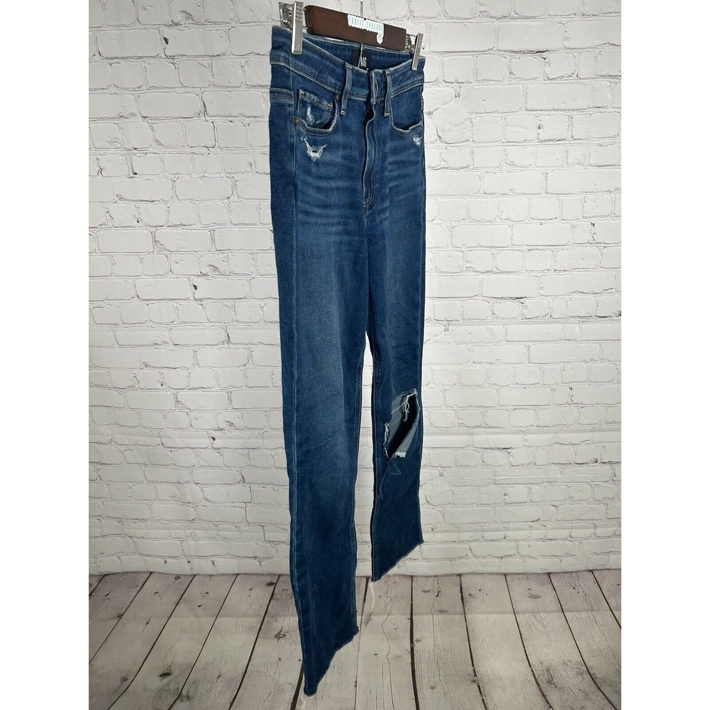 Paige Women’s Hoxton Slim Distressed Blue Cropped Raw Hem Jeans (27 x 27)