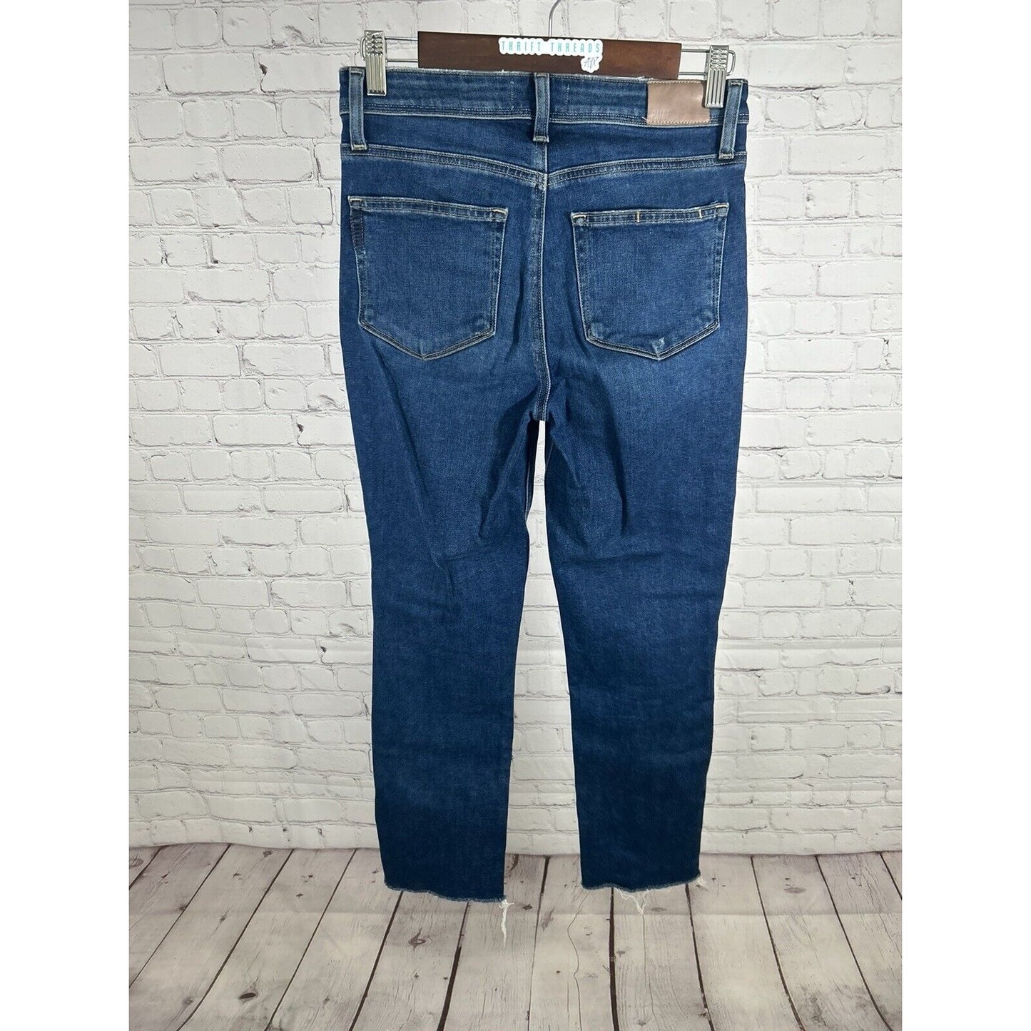 Paige Women’s Hoxton Slim Distressed Blue Cropped Raw Hem Jeans (27 x 27)