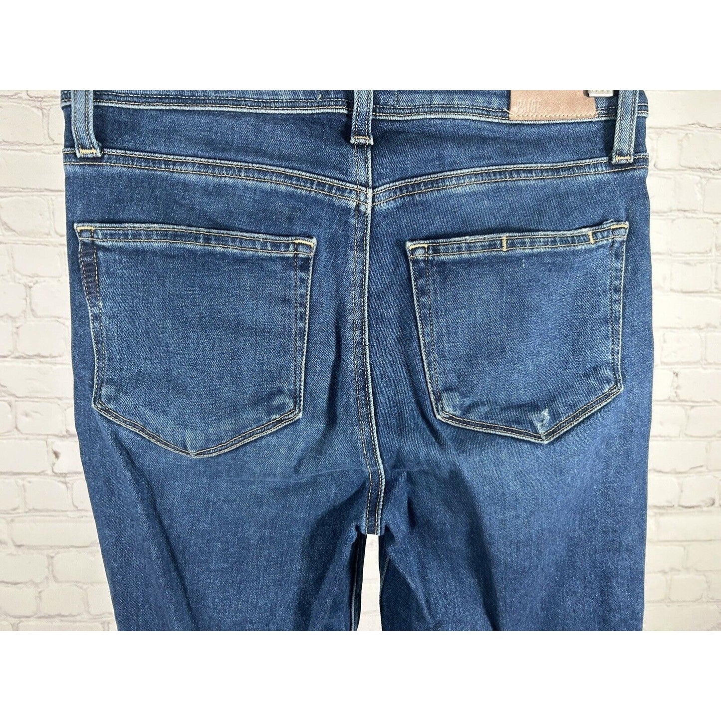 Paige Women’s Hoxton Slim Distressed Blue Cropped Raw Hem Jeans (27 x 27)