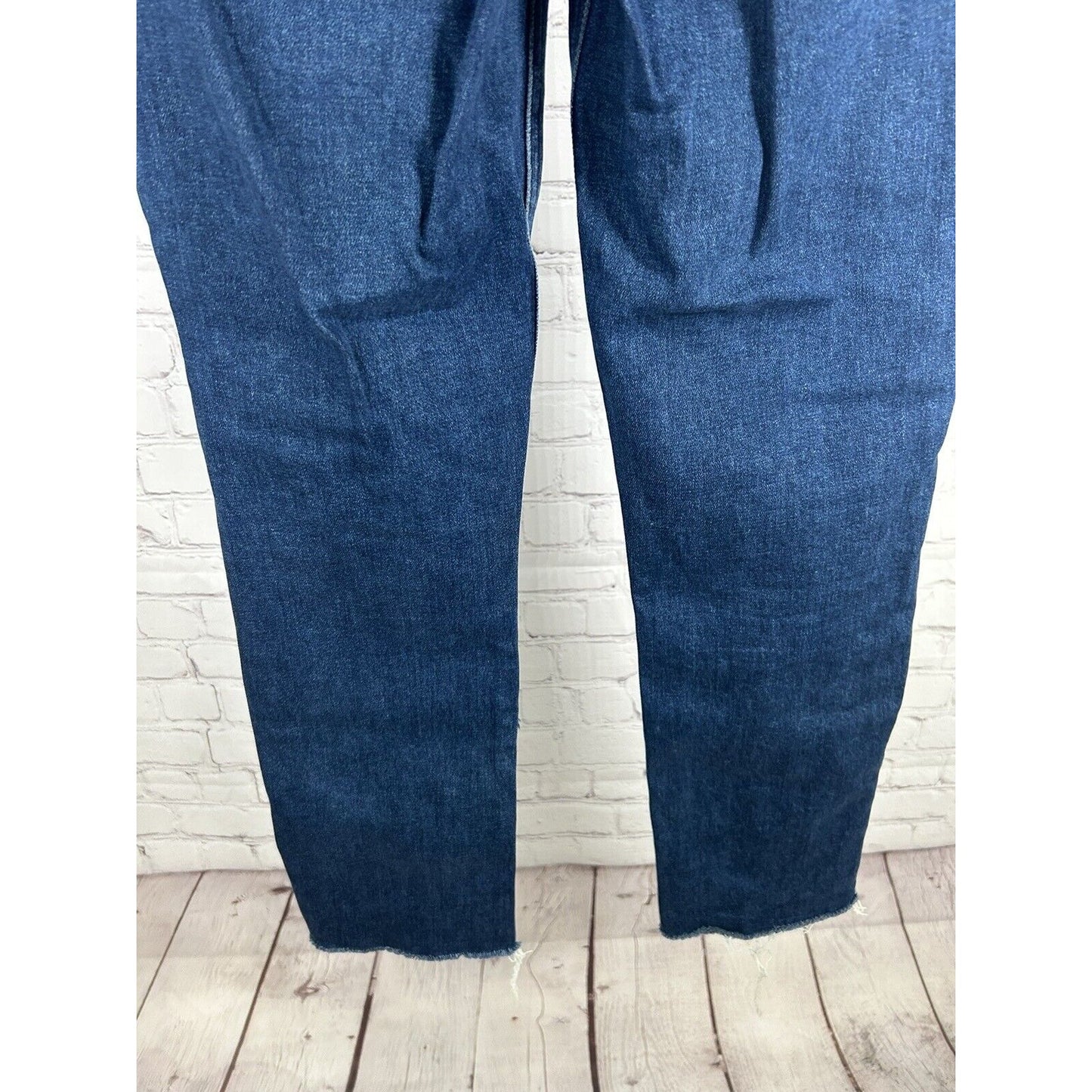 Paige Women’s Hoxton Slim Distressed Blue Cropped Raw Hem Jeans (27 x 27)