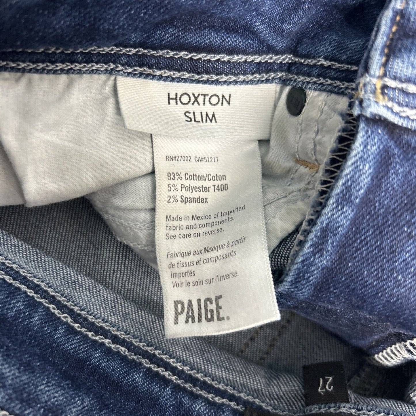 Paige Women’s Hoxton Slim Distressed Blue Cropped Raw Hem Jeans (27 x 27)