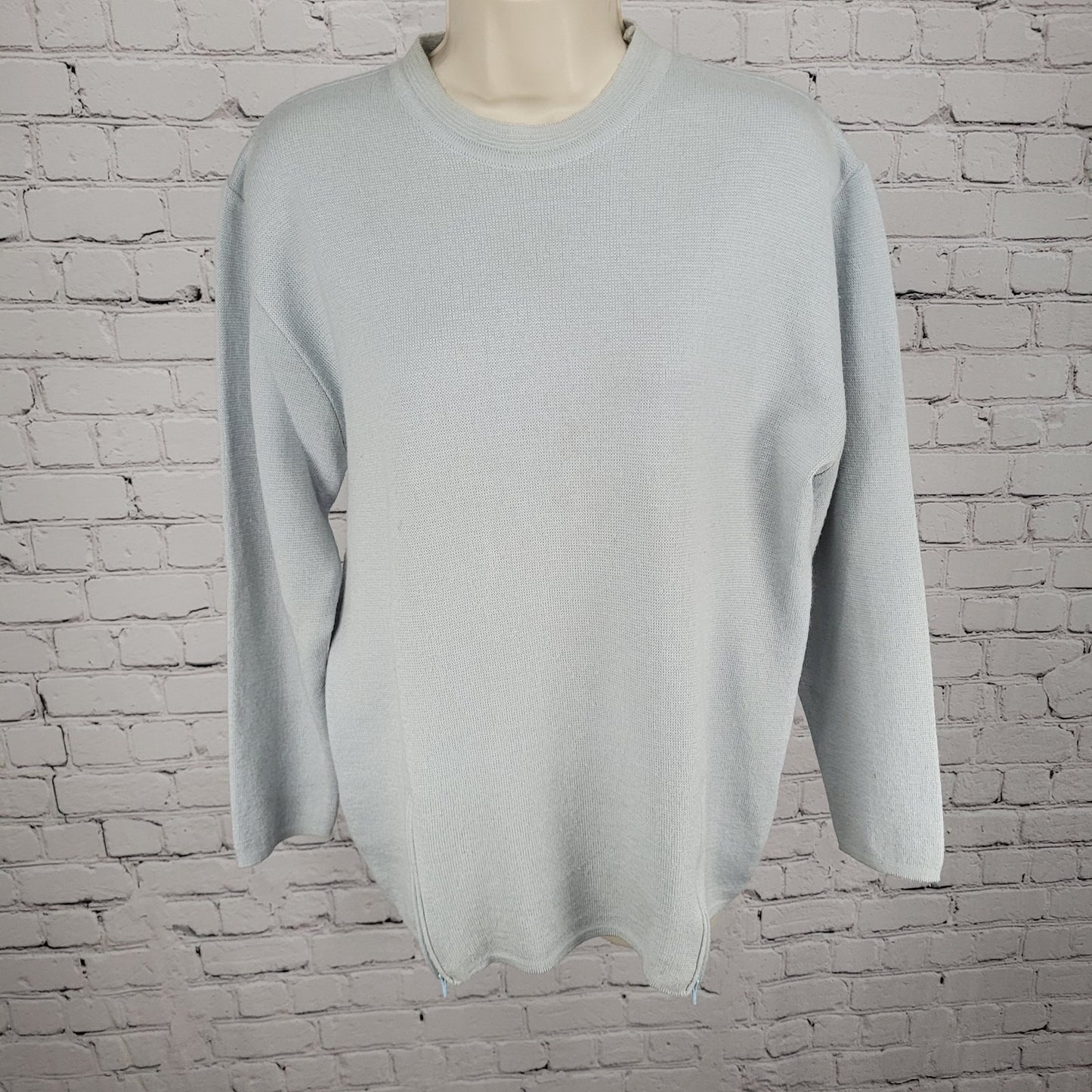 Unbranded Blue Merino Wool Blend Zipper Accents Long Sleeve Sweater Large L