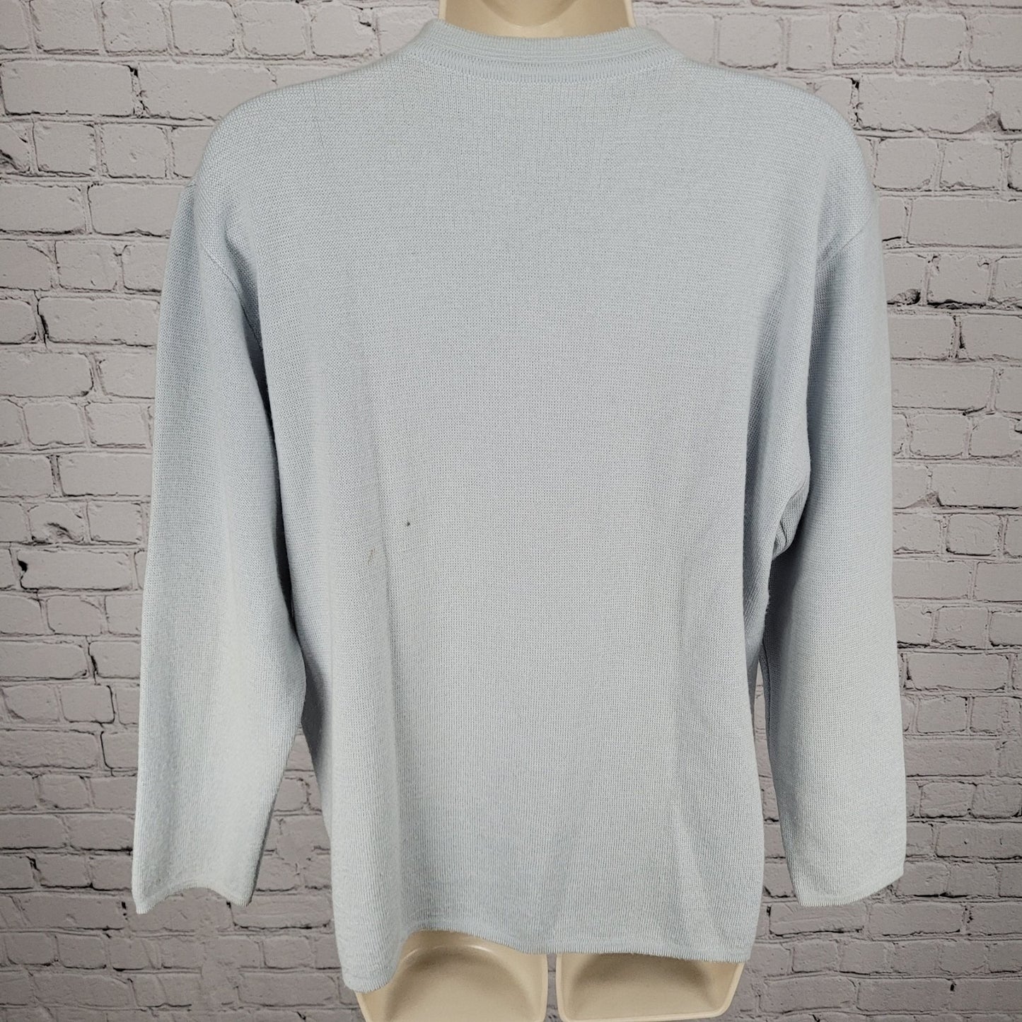 Unbranded Blue Merino Wool Blend Zipper Accents Long Sleeve Sweater Large L