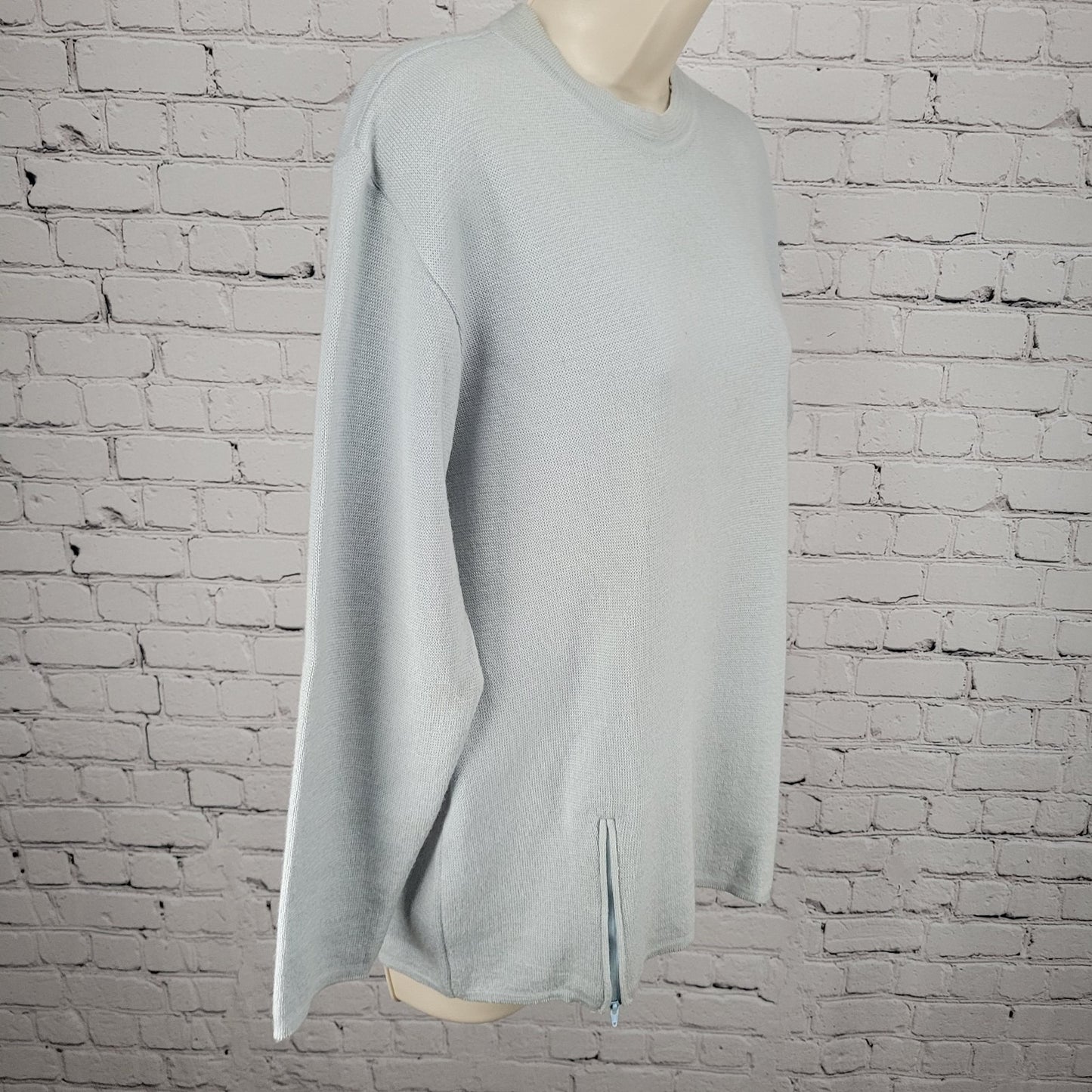 Unbranded Blue Merino Wool Blend Zipper Accents Long Sleeve Sweater Large L