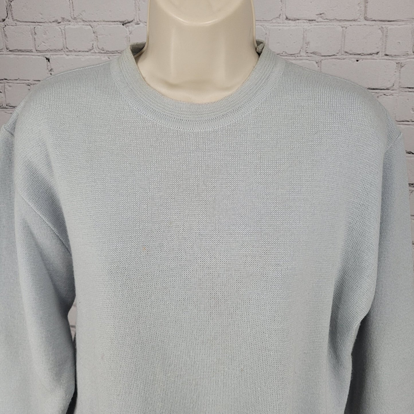 Unbranded Blue Merino Wool Blend Zipper Accents Long Sleeve Sweater Large L