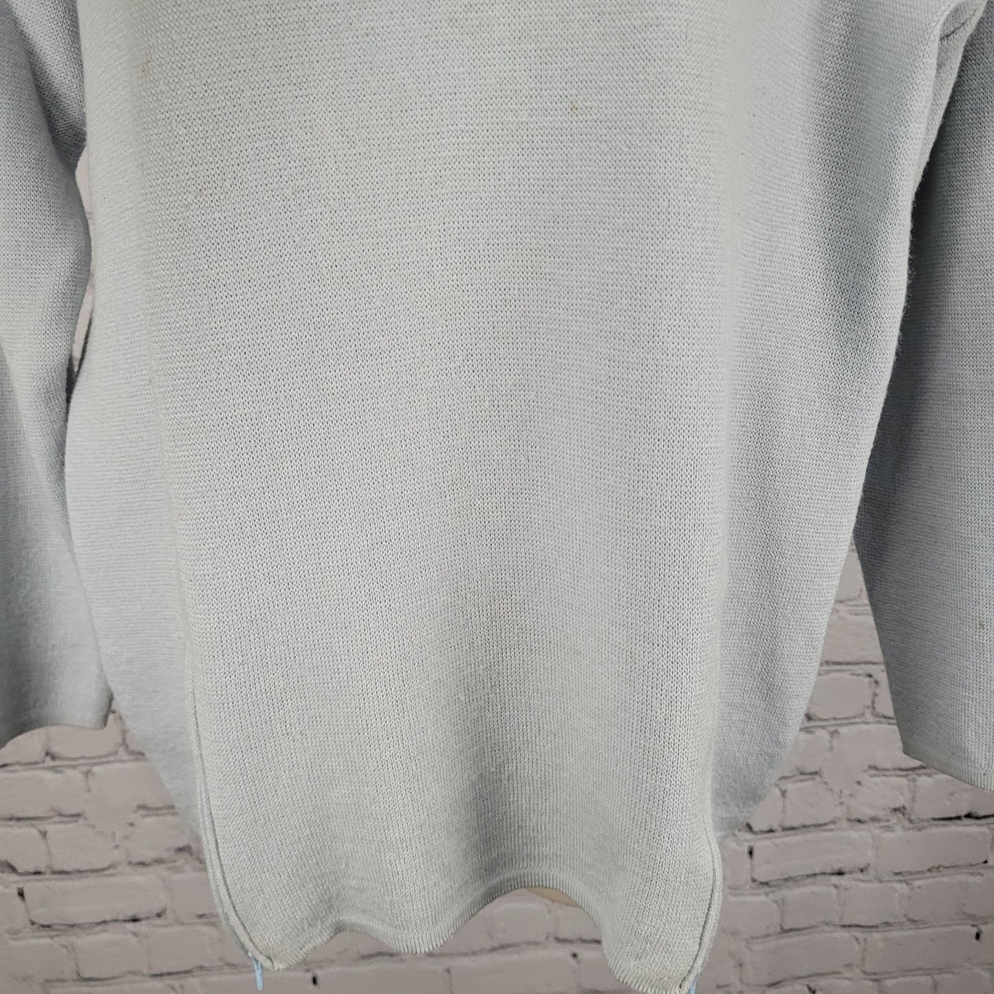 Unbranded Blue Merino Wool Blend Zipper Accents Long Sleeve Sweater Large L