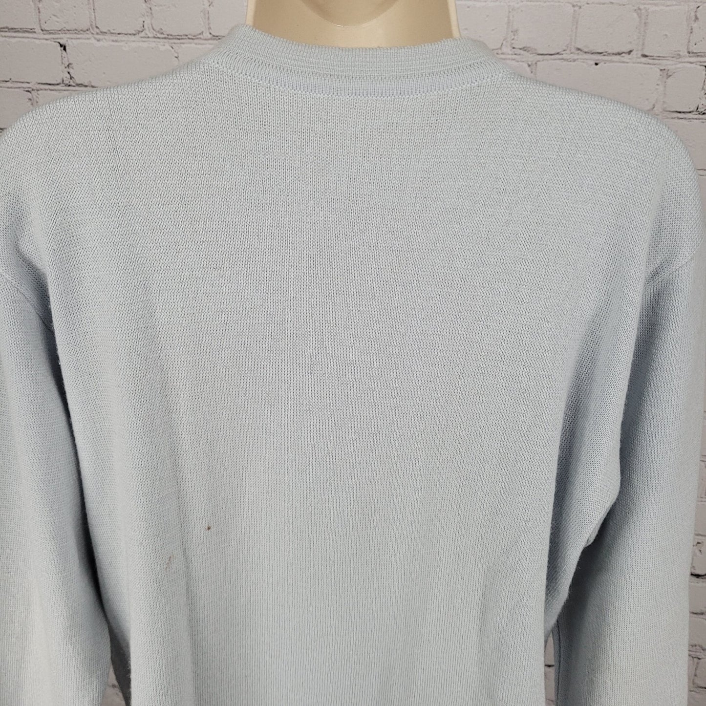 Unbranded Blue Merino Wool Blend Zipper Accents Long Sleeve Sweater Large L