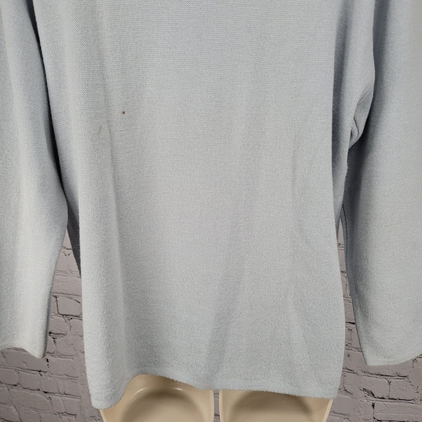 Unbranded Blue Merino Wool Blend Zipper Accents Long Sleeve Sweater Large L